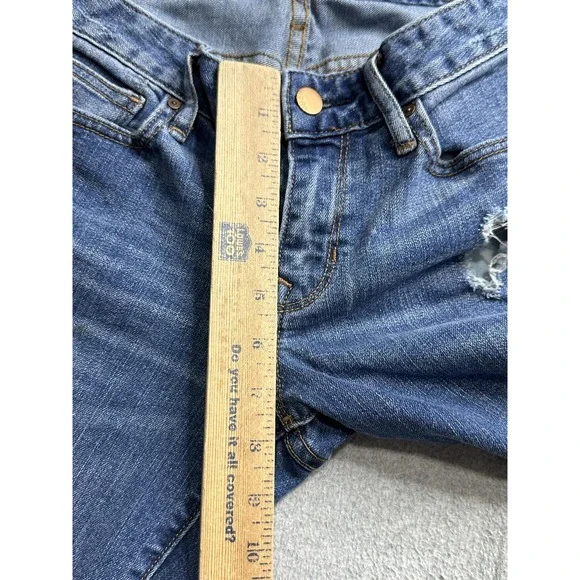 Gap 1969 Jeans Womens 29 Blue Always Skinny Distressed Denim Stretch Mid Rise